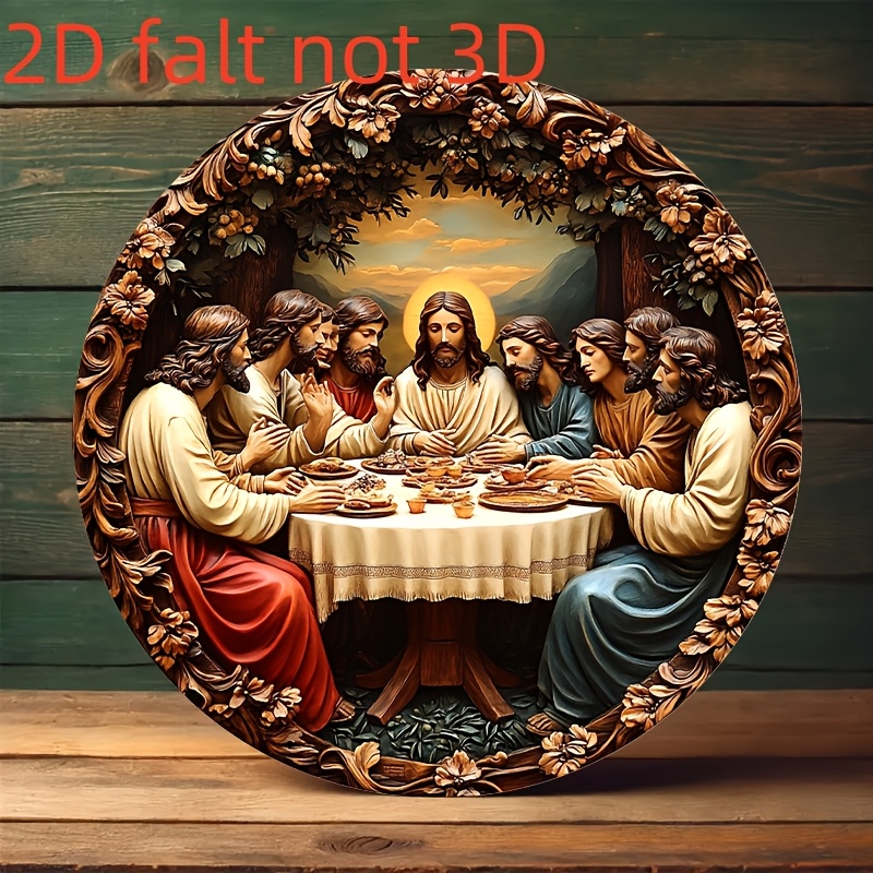 Home Decor Jesus - لوحة جدارية دائرية من الألومنيوم، لوحة
