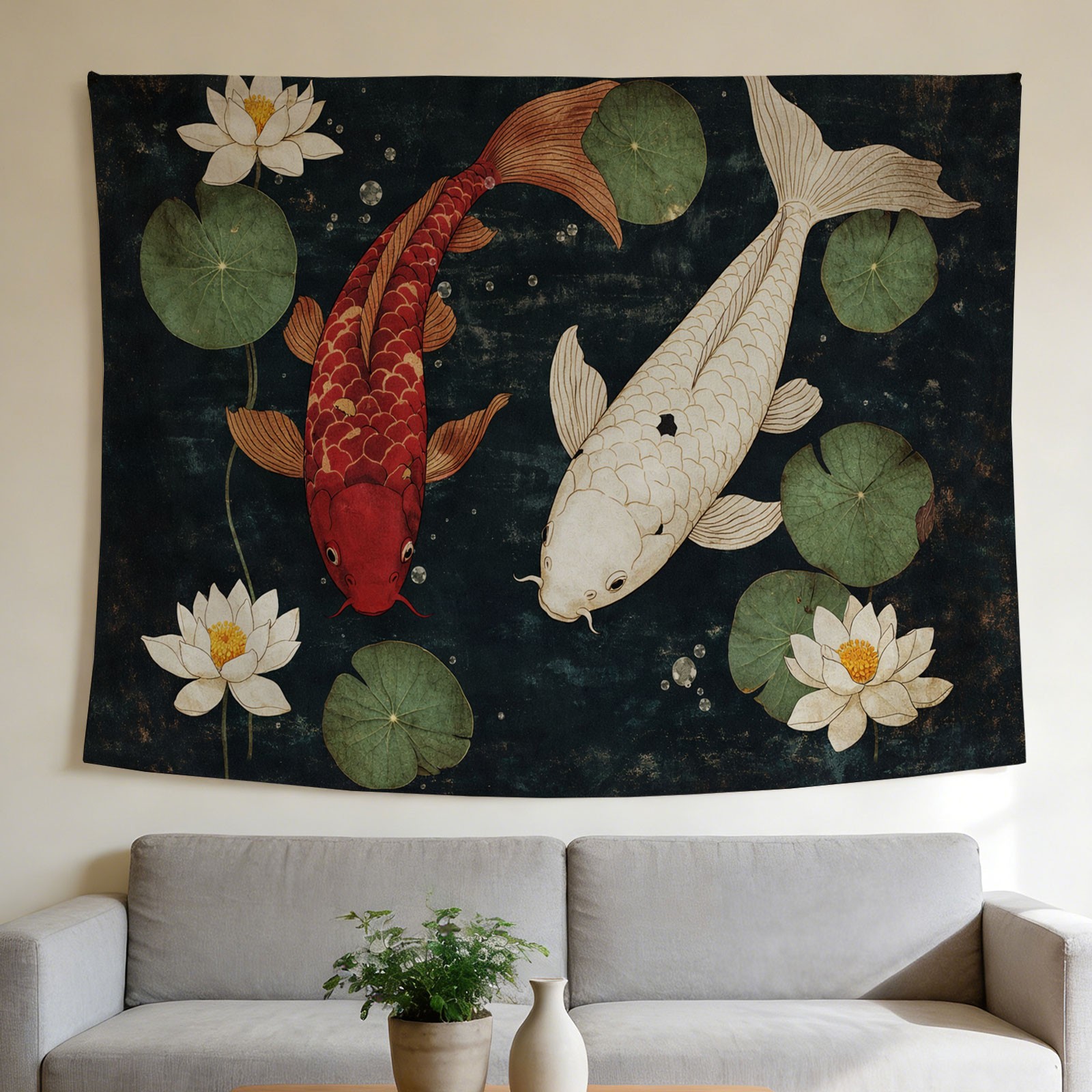 Home Decor Japandi Style - لوحة جدارية فاخرة بتصميم سمكة الكوي