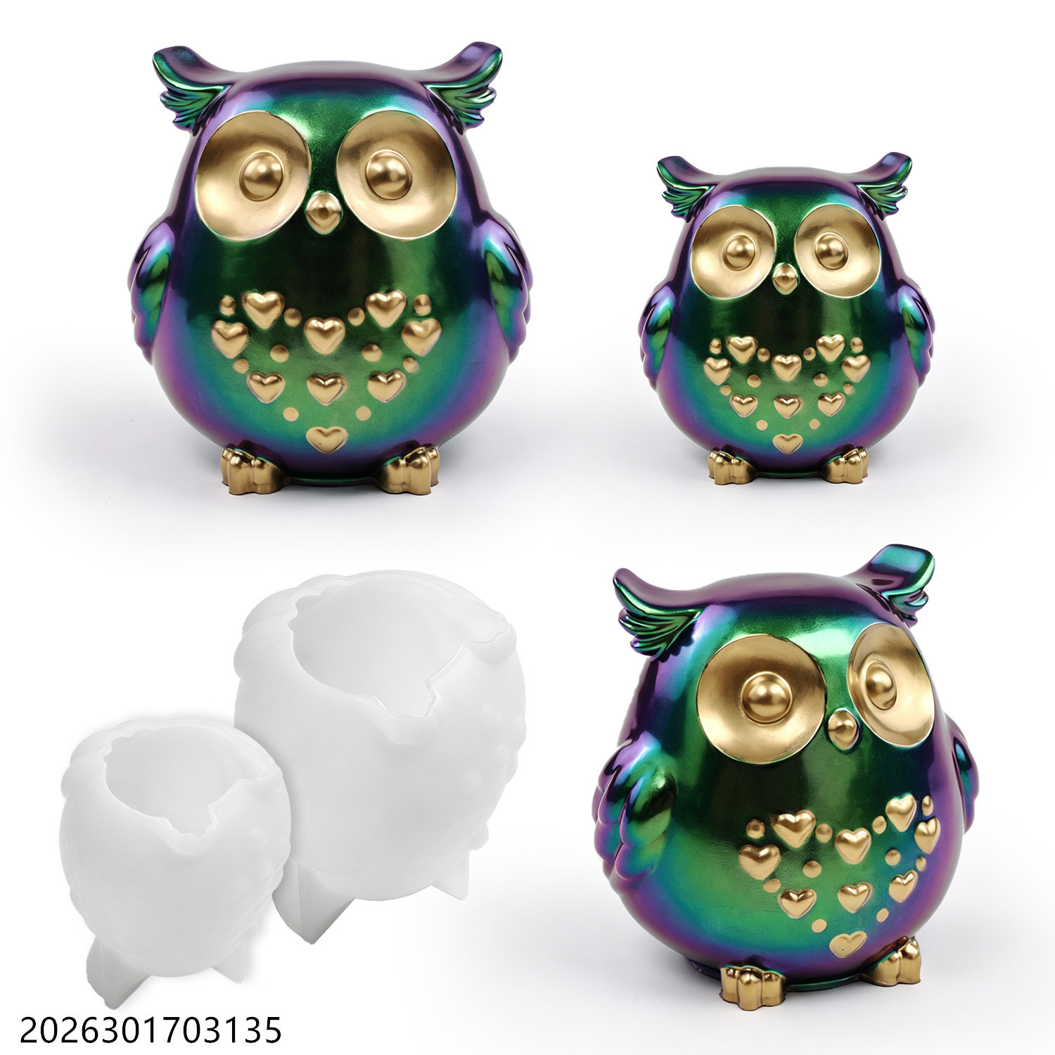 Scented Candle Set - قالب سيليكون على شكل بومة ثلاثية