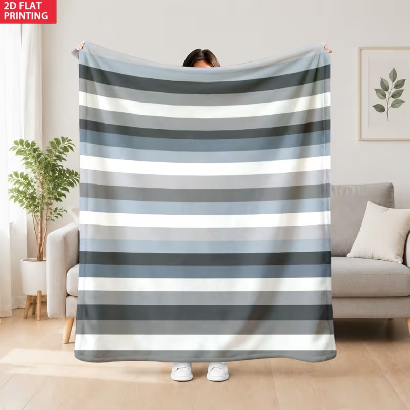 بطانية مخططة أفقياً باللون الب - مراجعة Neutral Throw Blanket وسعره