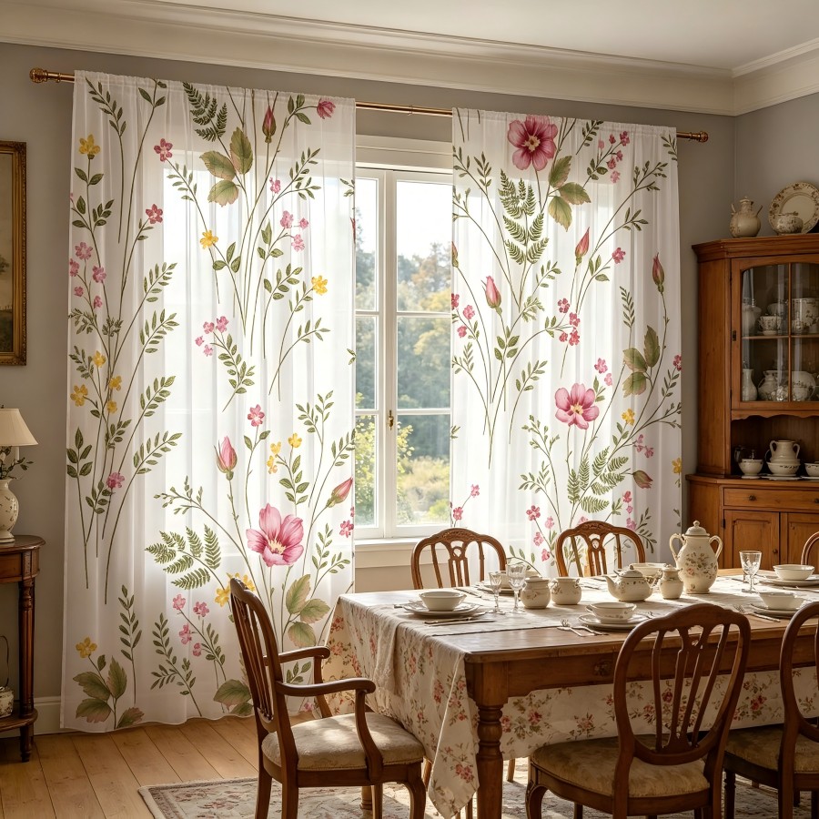 قطعتان من الستائر الشفافة المط - مراجعة Home Decor Yellow وسعره