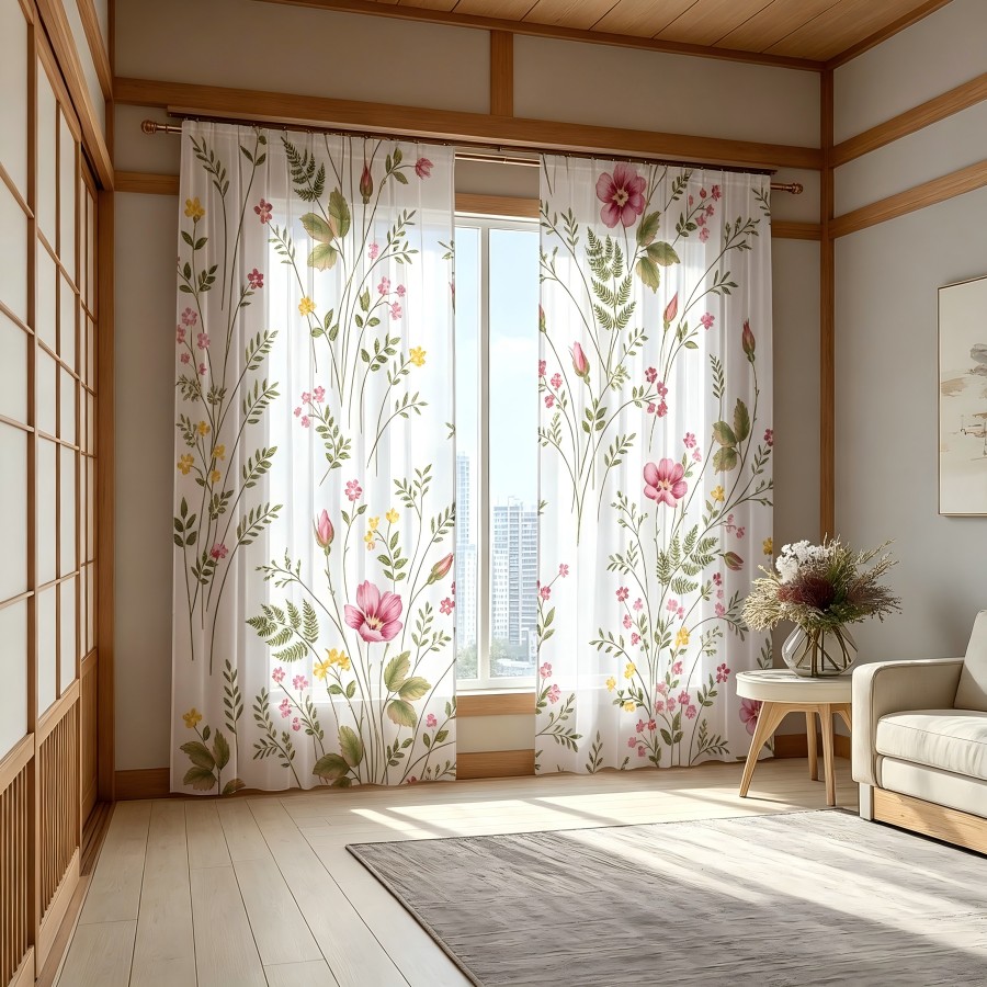 قطعتان من الستائر الشفافة المط - مراجعة Home Decor Yellow وسعره
