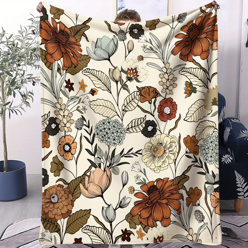 بطانية من الصوف بنمط زهور برية - مراجعة Neutral Throw Blanket وسعره