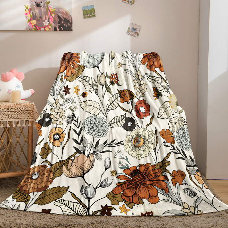 بطانية من الصوف بنمط زهور برية - مراجعة Neutral Throw Blanket وسعره