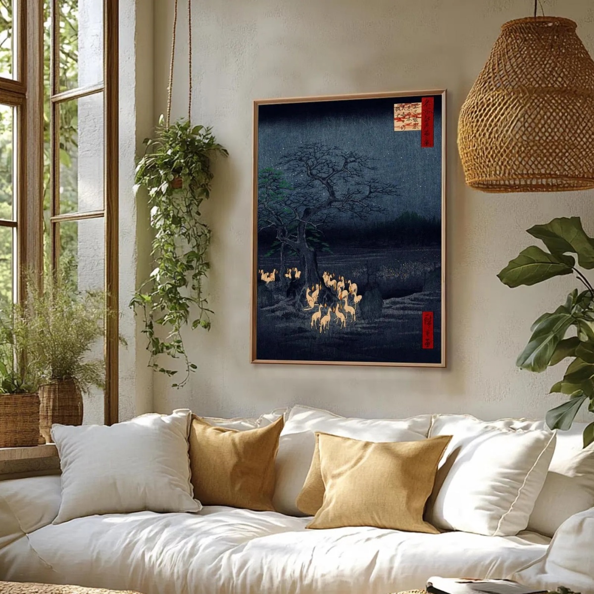 اليابانية الرجعية الثعلب قماش  - مراجعة Home Decor Japandi Style وسعره