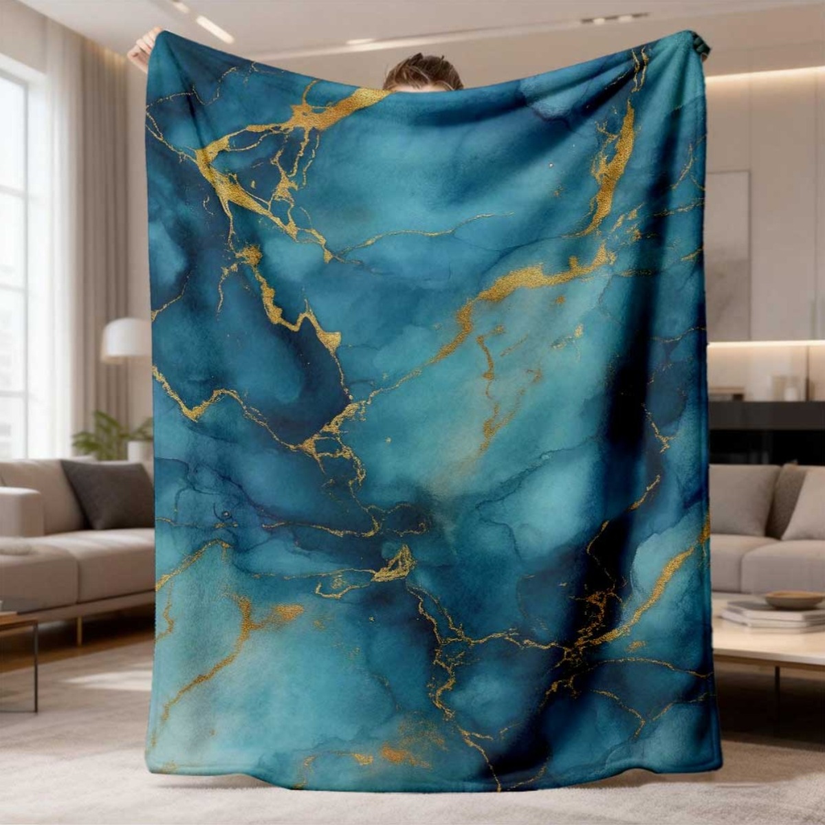 بطانية رمي فاخرة بطبعة رخامية  - مراجعة Neutral Throw Blanket وسعره
