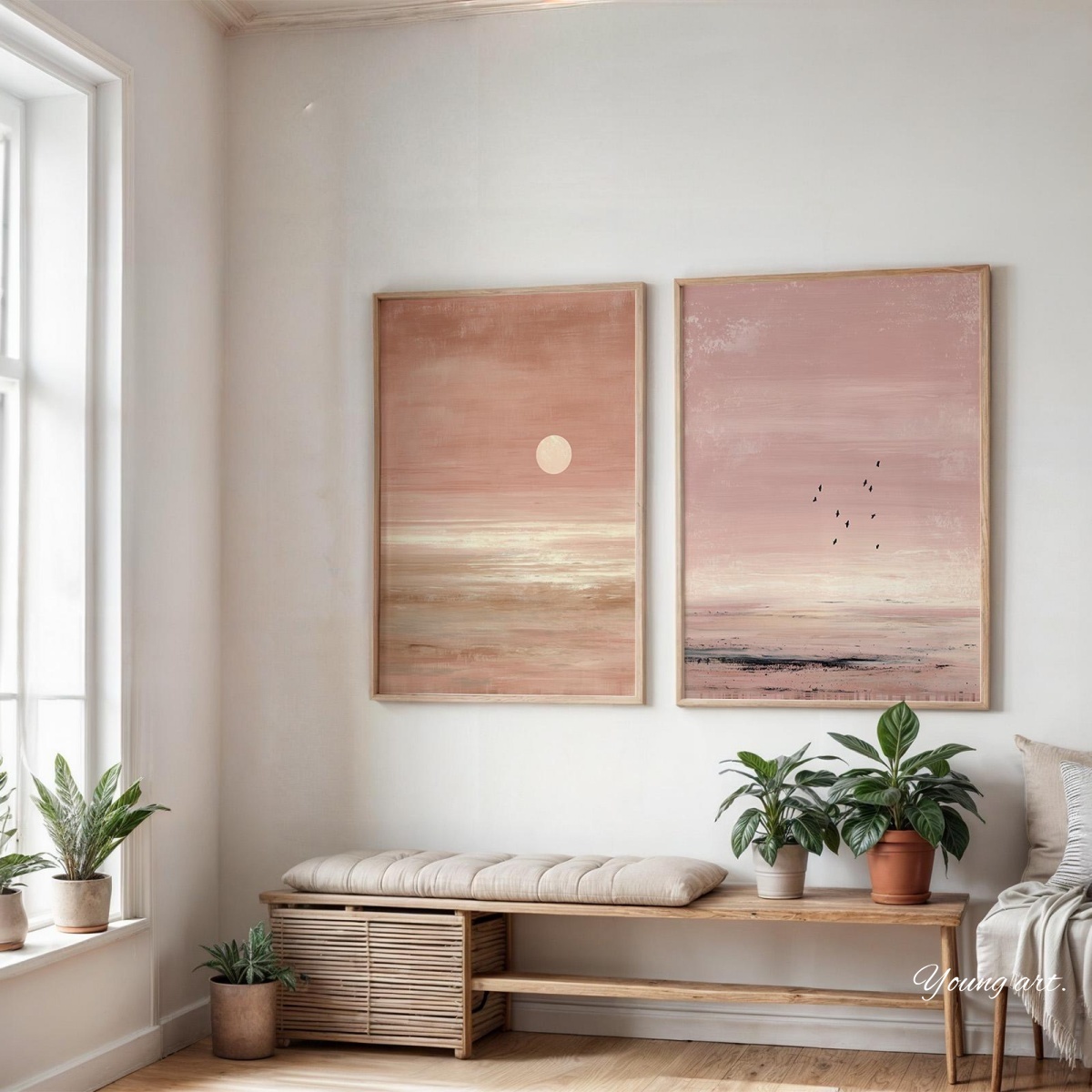 مجموعة من لوحتين فنيتين ياباني - مراجعة Home Decor Japandi Style وسعره