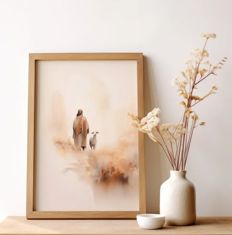 ألوان مائية يسوع يترك 99 حديقة - مراجعة Home Decor Jesus وسعره
